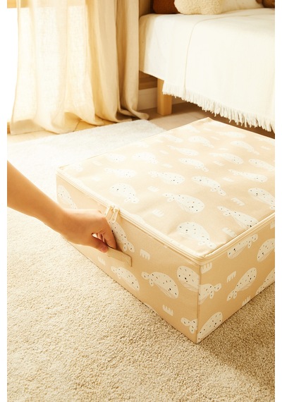 Ocean Home Textile Çocuk Odası Sevimli Balina Destekli Kutu Hurç 45 X 55 X 18 Cm Bej