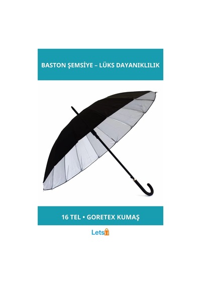 Letsii Lüks Dayanıklı Goretex 16 Telli Baston Şemsiye Çok Renkli