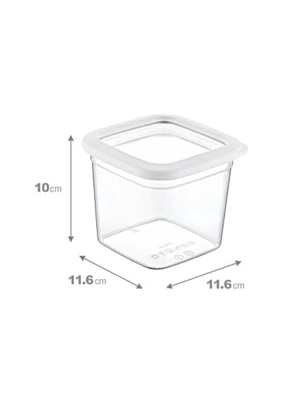 6'lı Set Skali Kare Saklama Kabı Beyaz 740 Ml 7009