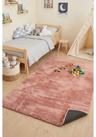 Yüksek Kalite Ekstra Yumuşak Kaymaz Özel Tabanlı Tavşan Peluş Halı Pembe