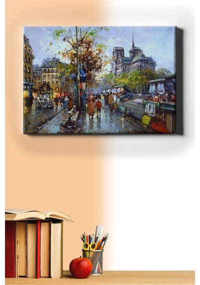 Webstyle Sayılarla Boyama Seti Kasnaklı Notre Dame'da Kitapçılar 60 X 75 Cm