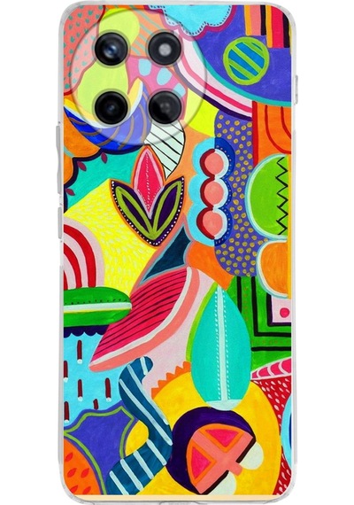 Realme 11 İle Uyumlu Retro Color 7 Baskılı Kamera Korumalı Şeffaf Kılıf Şeffaf