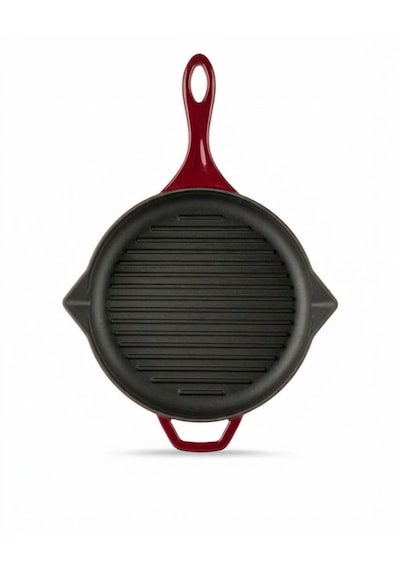 Hosse Yuvarlak Döküm Grill Izgara Tava 24cm Kırmızı