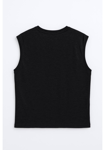 Markapia Man Erkek Bisiklet Yaka Sıfır Kol %100 Pamuk T-shirt Siyah
