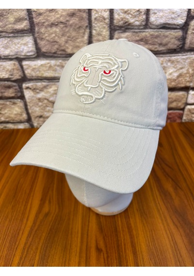 Hamze Kaplan Nakışlı Vintage Eskitme Yıkamalı Gabardin Cap Şapka Açık Bej