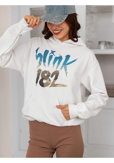 Sevbano Blink-182 Müzik Grubu Baskılı Unisex Oversize Tasarım Rock Metal Beyaz