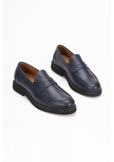 Fame Step Hakiki Deri Erkek Loafer Mokasen Klasik Ayakkabı Comfort Prato Lacivert