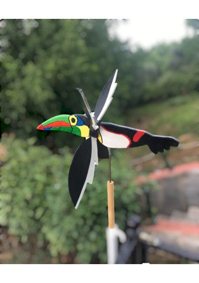 Toucan El Yapımı Ahşap Rüzgar Gülü Dış Mekan Dekoru