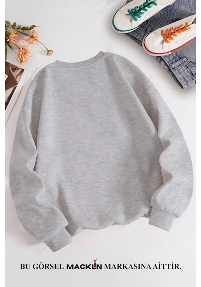 Macklin Unisex Kadın Erkek Monkey D Luffy Anime Özel Tasarım Baskılı Bisiklet Yaka Sweatshirt Gri Mck1348 Gri