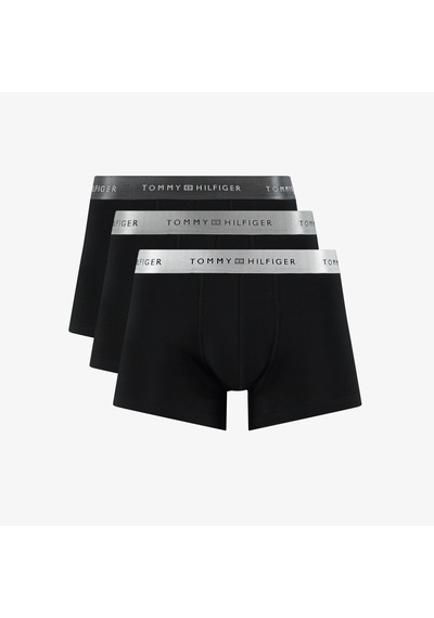 Tommy Hilfiger Trunk 3'lü Erkek Metalik Logo Siyah Boxer Düz Um0um03411 Gri