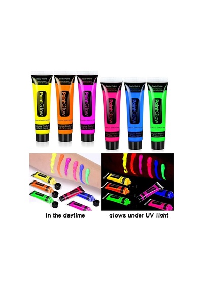 Karanlıkta Parlayan Neonlu Glow Parti Yüz Boyası 6 Renk - 6 Adet