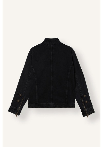 Defacto Regular Fit Dik Yaka Napolyon Fermuarlı Pamuklu Jean Ceket J1024ax26aunm40 Siyah-nm40