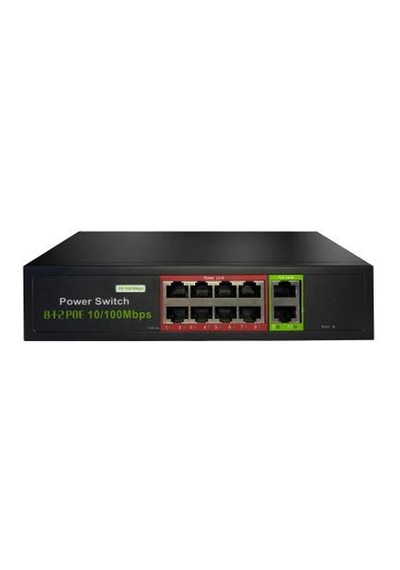 URANIUM POE-8002-96W 8 PORT 10/100 + 2 PORT 10/100 RJ45 UPLINK POE SWITCH (REALTEK CHIPSET)
