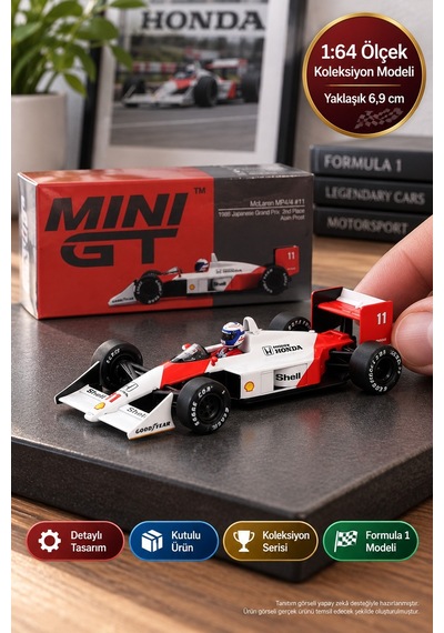 Mini Gt Mclaren Mp4/4 11 Alain Prost 1988 Japonya Gp 2.lik 1:64 F1 Model Araba Yaklaşık 6,9 Cm