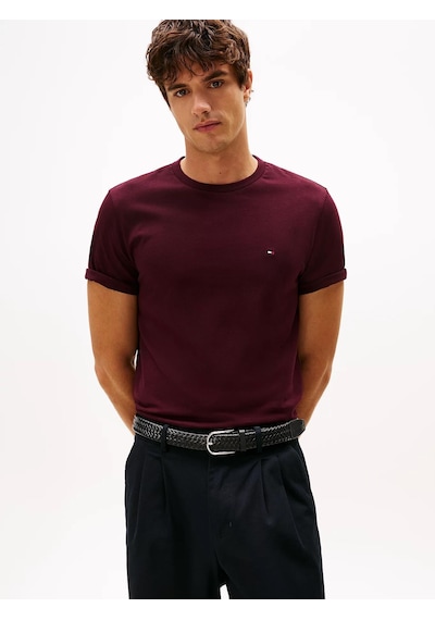 Tommy Hilfiger Klasik Sıfır Yaka T-shirt Bordo