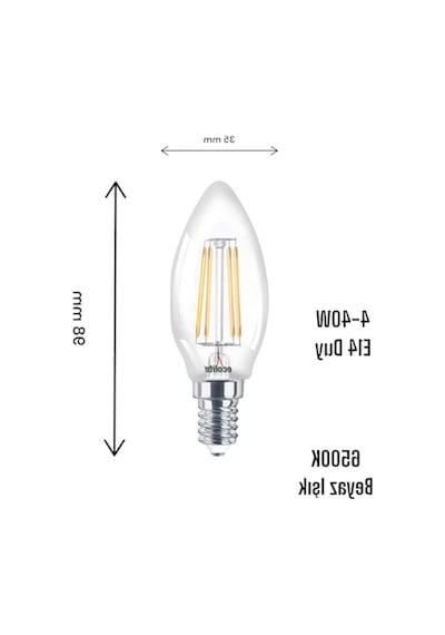Ecolite 4w Led Filament Mum Ampul, E14 Duy, 6500k Beyaz Işık, 470 Lümen, Şeffaf Cam, Akkor Görünümlü Dekoratif Lamba, 3'lü Paket Beyaz Enerji Sınıfı E 10c