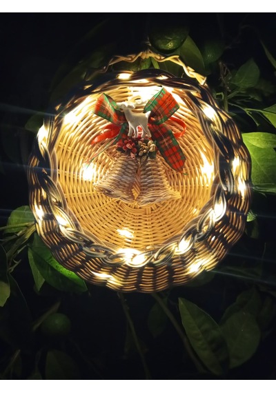 Bambu Led Işıklı Duvar Sepeti Bej
