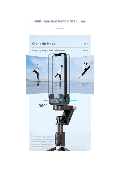 360 Hareket Algılayıcı Sensörlü Akıllı Çekim Selfie Takip Gimbal Telefon Tutucu Vlog Tripod Işık