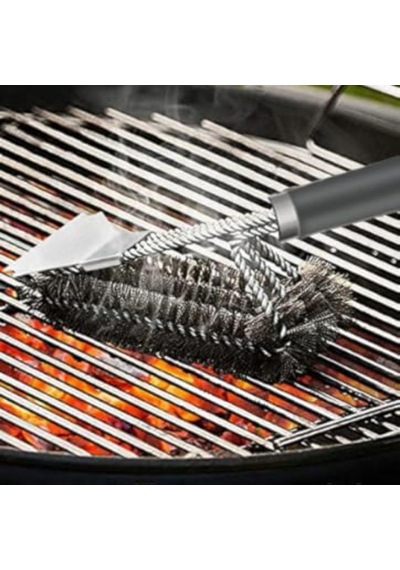 Mangal Izgara Temizleme Fırçası, Paslanmaz Çelik Telli Bbq Grill Fırçası, Kazıyıcılı Uzun Saplı Barbekü Temizlik Aparatı, Izgara Yağ Ve Yanık Kalıntı Temizleyici