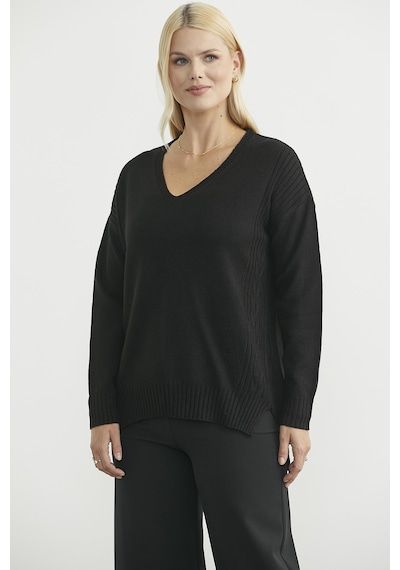 Sementa Oversize V Yaka Triko Kazak - Siyah Siyah