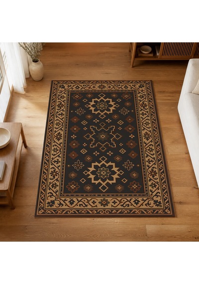 Kartela Halı Rustik Halı Jüt Taban Dokuma Halı Antrasit - 100 X 150 Cm