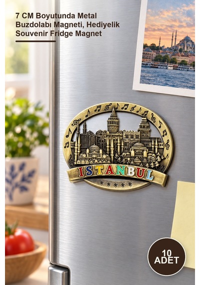 10 Adet İstanbul Temalı Metal Magnet 7 Cm Boyutunda Metal Buzdolabı Magneti, Hediyelik Souvenir Fridge Magnet 1