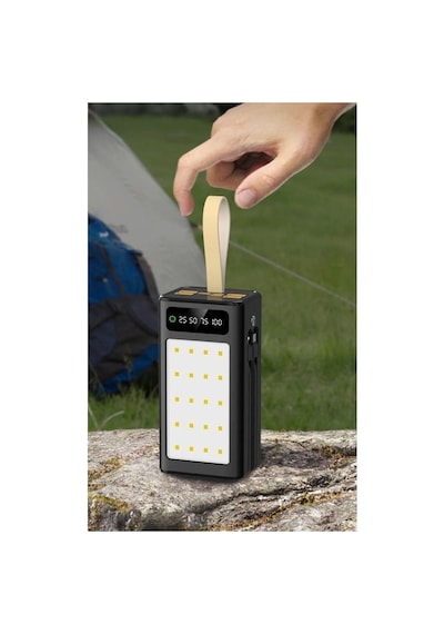 Pw-85 30.000 Mah Powerbank Lcd Göstergeli 4xusb Dahili Type-c Lightning Kablolu 20 Led Fenerli Hızlı Şarj Çok Renkli