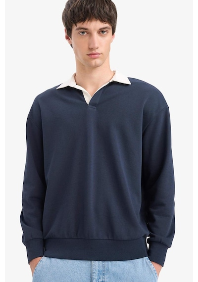 Defacto Boxy Fit Polo Yaka Sweatshirt E6523ax25aunv64 Lacivert
