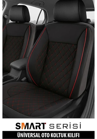 Fiat Egea 2017 2025 Uyumlu ..smart.. Serisi Tay Tüyü Siyah-kırmızı Oto Kılıfı Tam Set