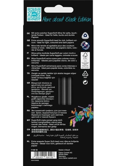 12 Renk Kuru Boya Black Edition 1 Paket 12 Li Kuruboya Tam Boy Karton Kutu