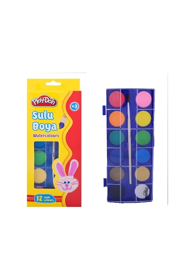 Play-Doh Sulu Boya 28 Mm Büyük Boy 12 Renk Play-Su003 Çok Renkli