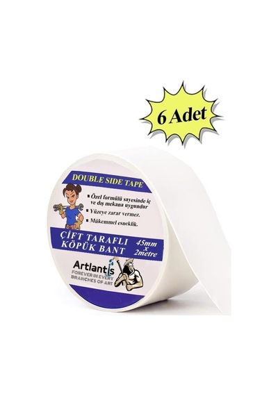 Tr Çift Taraflı Bant Köpük Bant 45mm X 2mt 6 Adet Çerçeve Tablo Halı Yapıştırma Bandı İç Ve Dış Mekan Sü
