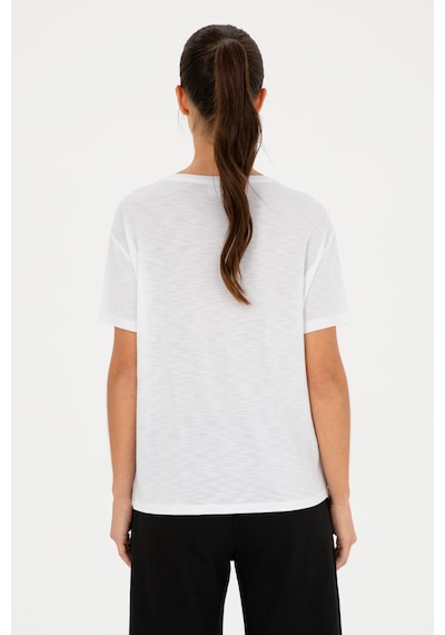 U.S. Polo Assn. Kadın Beyaz Bisiklet Yaka Tişört 50284350-VR013