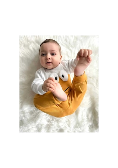 Veramoni Pamuk Kumaş Gözlü Detaylı Aylık Bebek Alt Üst Takım sarı