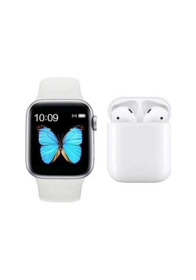 Watch 6 Series Akıllı Saat + Beyaz I12 Bluetooth Kulaklık