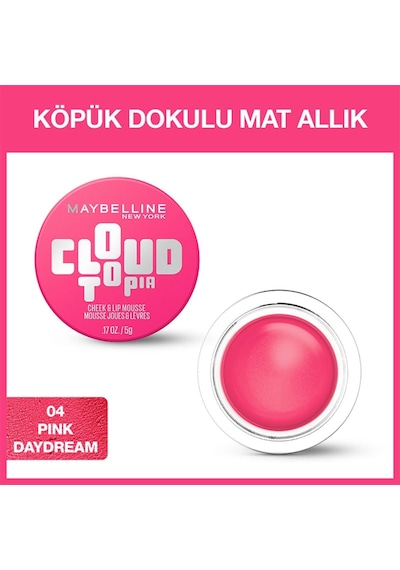 Maybelline New York Cloudtopia Köpük Dokulu Mat Allık 04 Pink Daydream