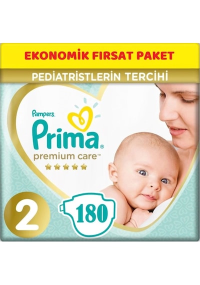 Prima Bebek Bezi Premium Care 2 Beden Ekonomik Fırsat Paket 180 Adet