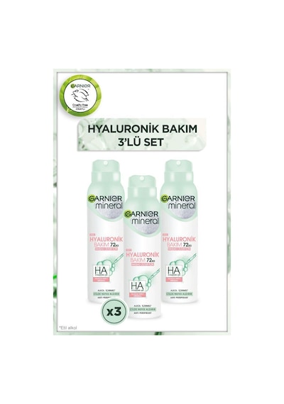 Garnier Mineral Hyaluronik Bakım Sprey Deodorant 3 x 150 ML