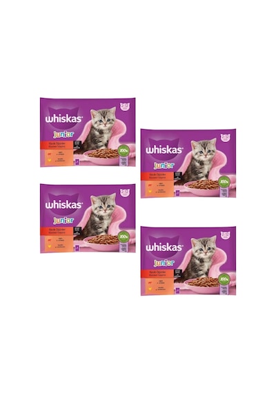 Whiskas Pouch Sos İçinde Sığırlı Tavuklu Yavru Kedi Poşet Yaş Mama 4'lü 4 x 85 G