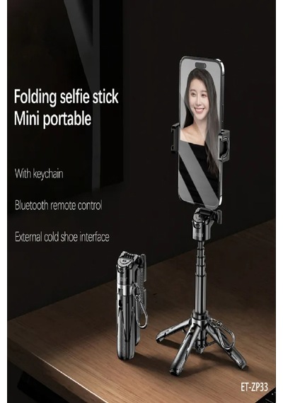 3'ü 1 Arada Taşınabilir Mini Tripod & Selfie Çubuğu Titreşim Önleyici Tripod Bluetooth Kumanda 43cm