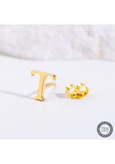 Goldkupe 14 Ayar Altın T Harf Küpe 0,42 Gr-1379