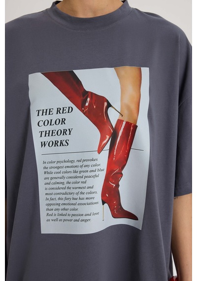 Mai Studıos Mai Studios Co. Theory Oversize Füme T-shirt Füme