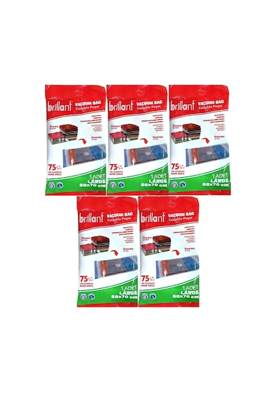 Brillant Vakumlu Poşet/hurç 50 70cm Large İç Adet 1 5 Li Set Şeffaf