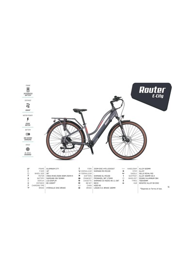 Router - 28 - Cıty 16' - 8 Vites - Lady Elektrikli - Nardo Gri-siyah