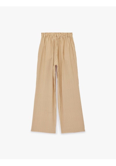 Koton Viskon Kumaş Beli Bağlamalı Cepli Düz Bol Paça Çizgili Pantolon Kahverengi Çizgili 6sak40274pw Koton Viskon Kumaş Beli Bağlamalı Cepli Düz Bol Paça Çizgili Pantolon Kahverengi Çizgili 6sak40274pw