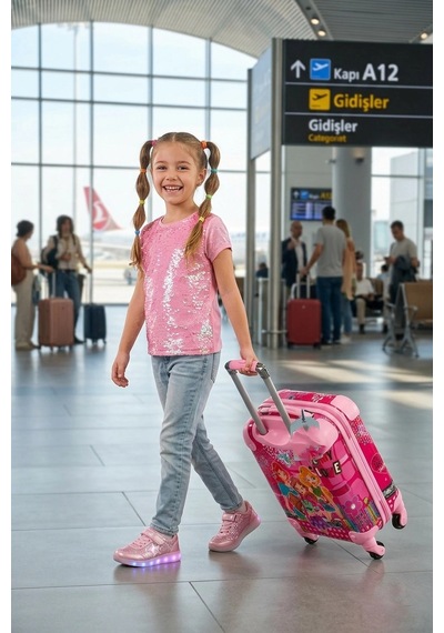 Angel Girls Winx Lüks Çocuk Valizi - Pembe Şıklık Çok Renkli