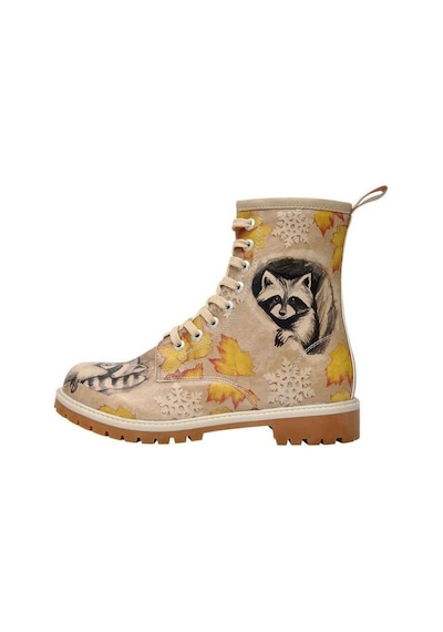 Kadın Vegan Deri Bej Uzun Bot - Raccoon Tasarım Multicolor
