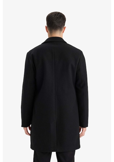 Defacto Relax Fit Ceket Yaka Düğmeli Cepli Kışlık Kaşe Parka Y8903az25aubk27 Siyah-bk27