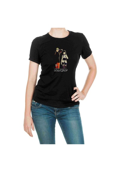 Anime Naruto Baskılı Siyah Kadın Tshirt (534678092)