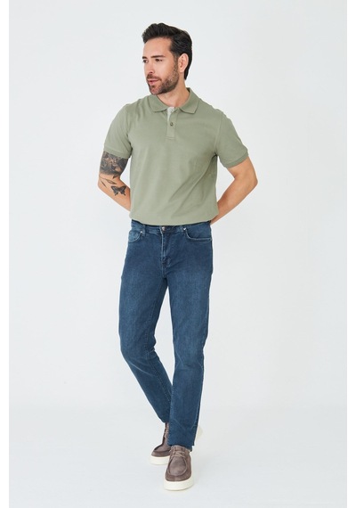 Koyu Lacivert Erkek Günlük Kot Pantolon Olive